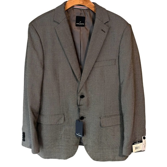 Daniel Hechter Men 46R Wool Blazer Jacket Coat Gray Tweed 2 Button NEW $295 MSRP - Picture 1 of 14